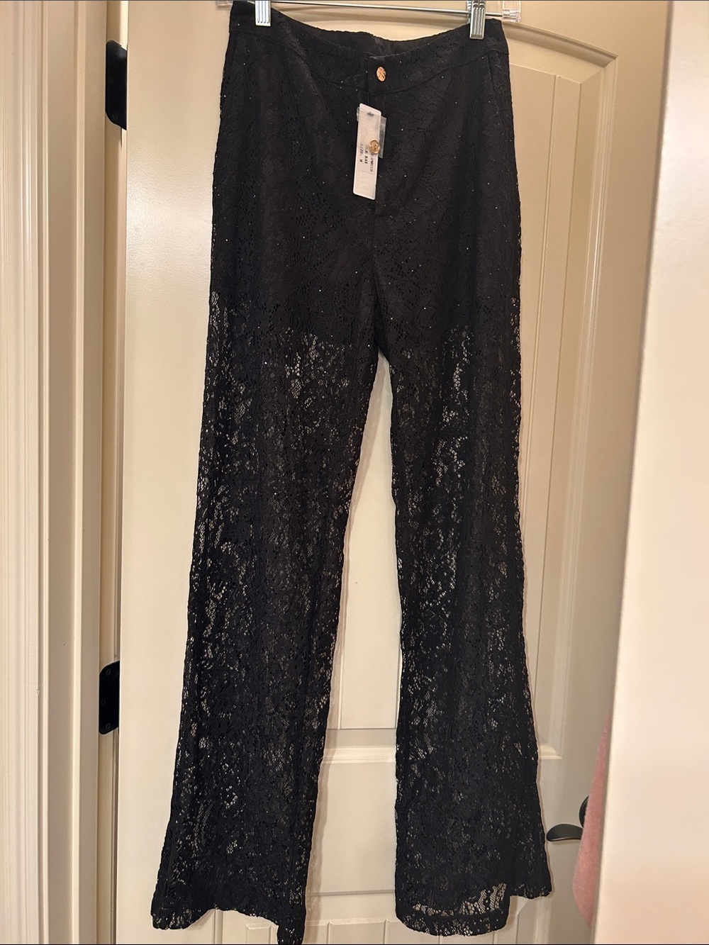 Ina Black Lace Wide-Leg Pants